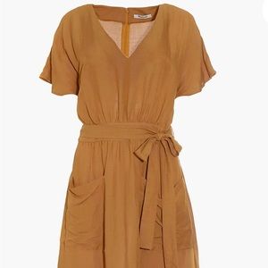 Madewell Linen-Blend Dolman-Sleeve Tie-Waist Midi Dress